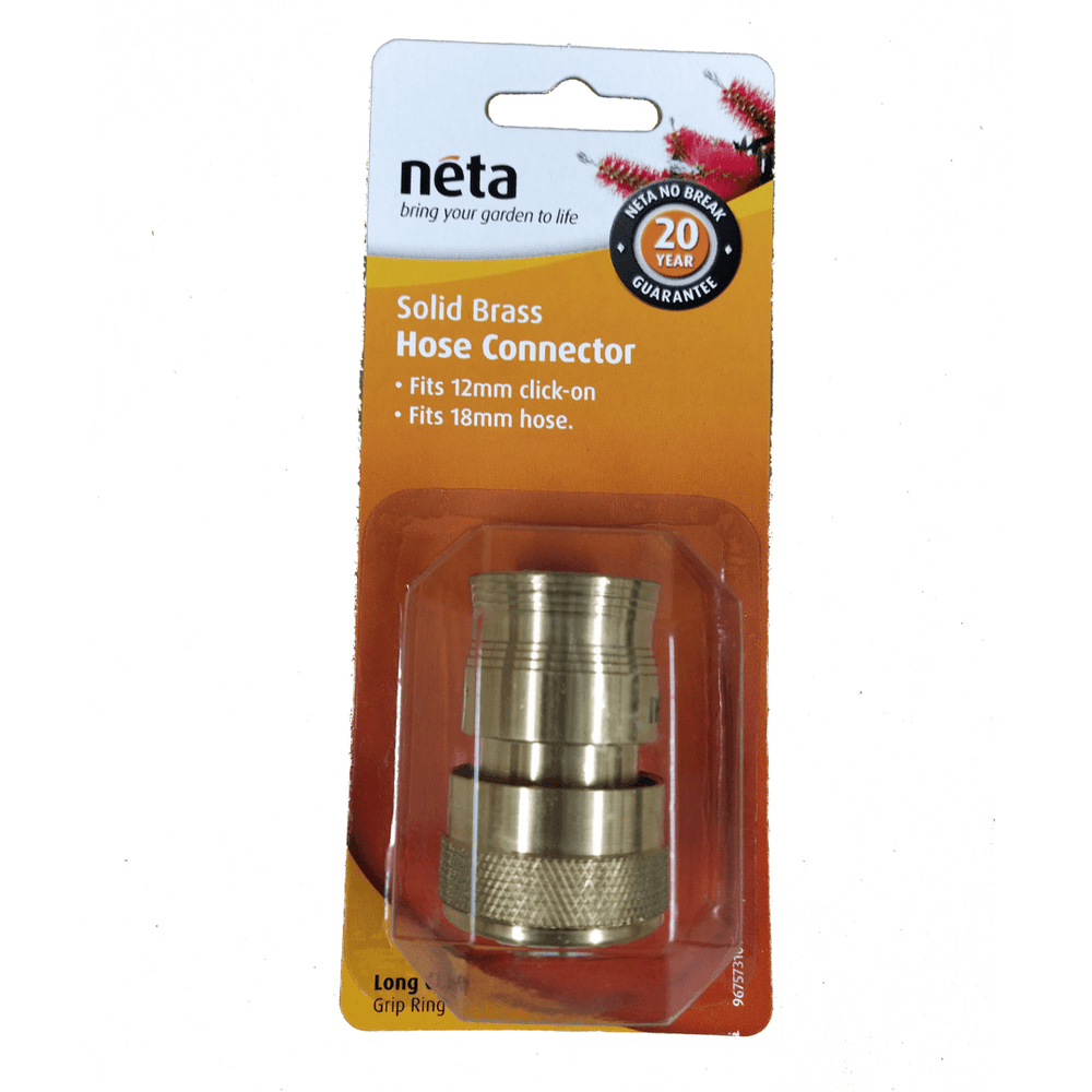 Solid Brass Hose Connector 18mm - Nuleaf