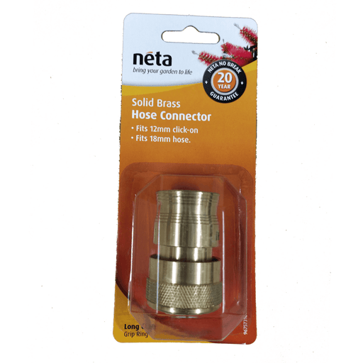 Solid Brass Hose Connector 18mm - Nuleaf