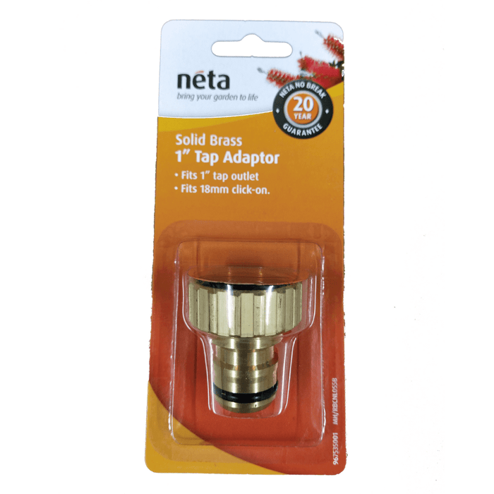 Solid Brass 18mm X 1" Tap Adaptor - Nuleaf