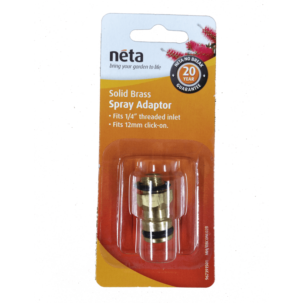 Solid Brass Spray Adaptor 12mm X 1/4" - Nuleaf