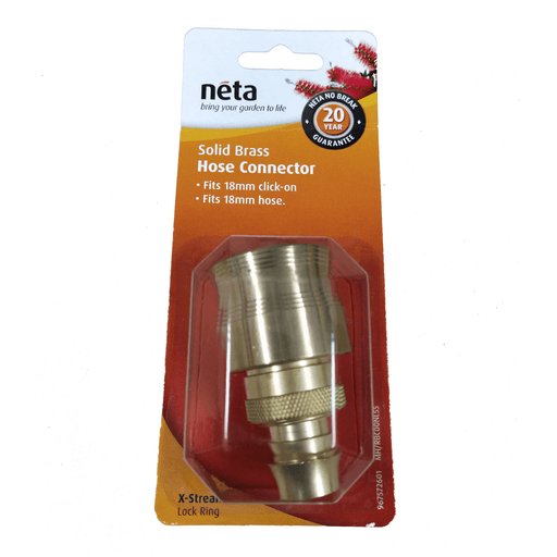 Solid Brass Hose Connector 18mm - Nuleaf