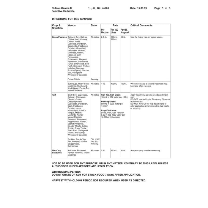 Kamba M 1L Herbicide - Herbicide