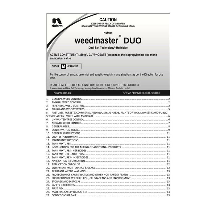 Weedmaster Duo (360 g/l Glyphosate) - Herbicide