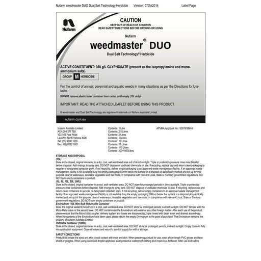 Weedmaster Duo (360 g/l Glyphosate) - Herbicide